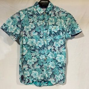 Sunrise Kingdom Chic Hawaiian Shirt Navy/Teal Men’s S